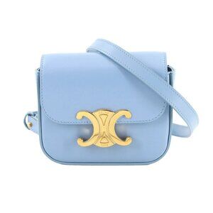 CELINE Triomphe Claude Mini Shoulder Bag Leather Pale Blue 10I513DPV 90284471